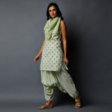 Handblock Printed Tunic, Harem Pants & Scarf Set