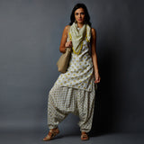Handblock Printed Tunic, Harem Pants & Scarf Set