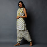 Handblock Printed Tunic, Harem Pants & Scarf Set