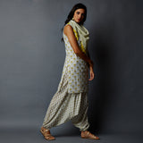 Handblock Printed Tunic, Harem Pants & Scarf Set