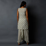 Handblock Printed Tunic, Harem Pants & Scarf Set