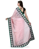 Embroidered Border Pure Chanderi Peachy Pink Saree - Indian Dobby