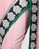 Embroidered Border Pure Chanderi Peachy Pink Saree - Indian Dobby