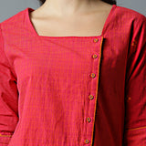 Square Nk Fuschia Mesh Kurta & Rust Striper Pant Set