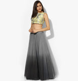 Grey Ombre Net Skirt - Indian Dobby