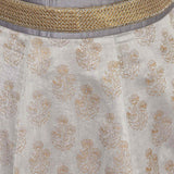 Handblock Printed Steel Grey Pure Chanderi Skirt Lehenga - Indian Dobby