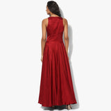 Chantilly Lace Insert Modal Satin Long Dress - Indian Dobby