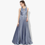 Chantilly Lace Insert Modal Satin Long Dress - Indian Dobby