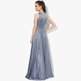 Chantilly Lace Insert Modal Satin Long Dress - Indian Dobby