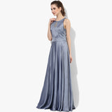 Chantilly Lace Insert Modal Satin Long Dress - Indian Dobby