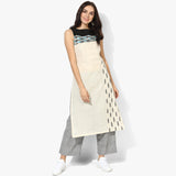 S/l Boat Neck Ikat Kurta - Indian Dobby