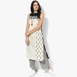 S/l Boat Neck Ikat Kurta - Indian Dobby