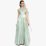 Chantilly Lace Insert Modal Satin Long Dress - Indian Dobby