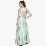 Chantilly Lace Insert Modal Satin Long Dress - Indian Dobby