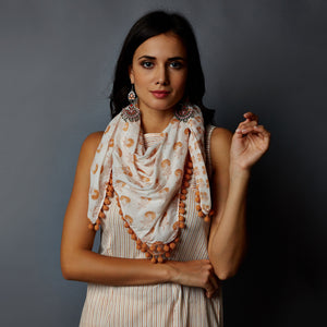 Handblock Printed Tassels Scarf