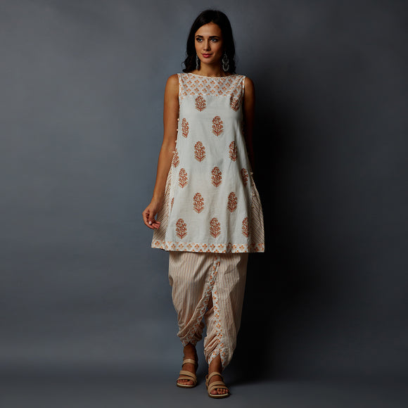 Handblock Print Dhoti Pants & Tunic Set