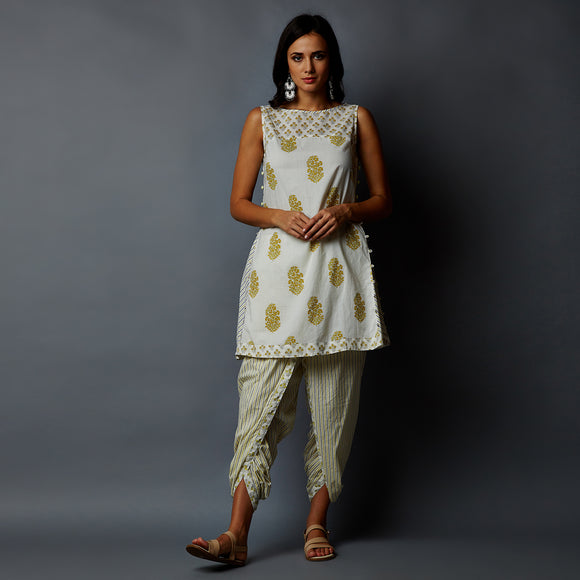 Handblock Print Dhoti Pants & Tunic Set